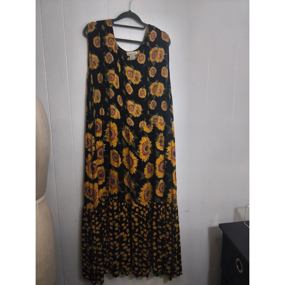 The Avenue Maxi Layered Sunflower Sleeveless gauze Dress Size 30/32